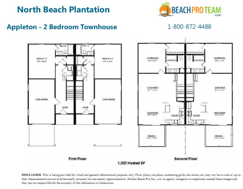 North Beach Plantation Villas Appleton Floor Plan - 2 Bedroom Townhouse